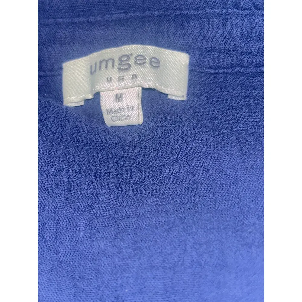 Umgee Shirt Dress Crinkle Fabric M Raw Edges Short Sleeve